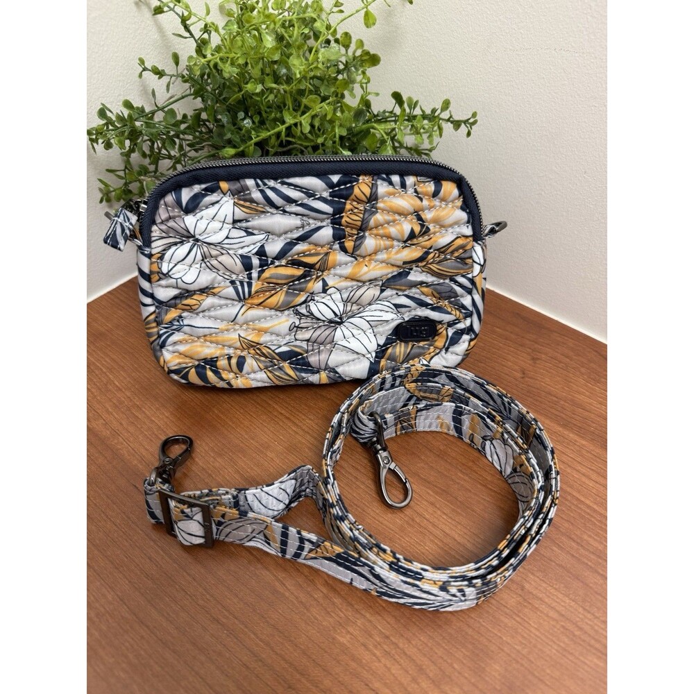 Lug Coupe Convertible Crossbody Bag Lilly Gray Pattern EUC